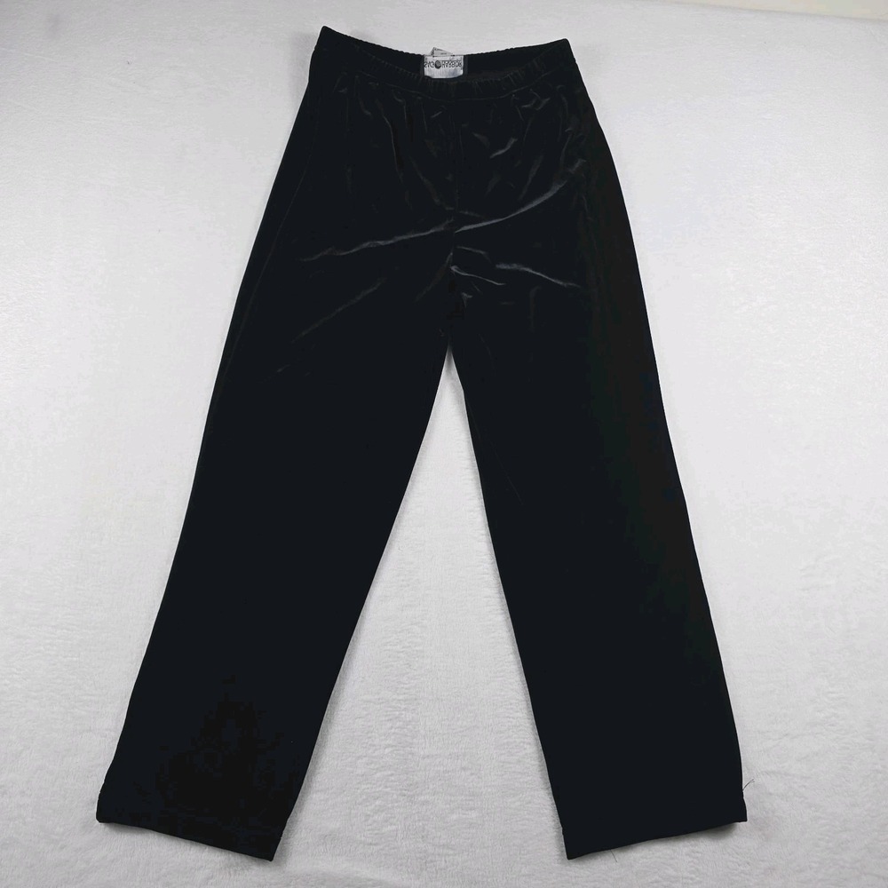 Sage Harbor Petite Black Velvet Wide Leg Pants M02026 Medium Relaxed Loungewear